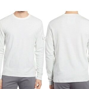 Ted Baker White and Gray Striped Long Sleeve Shirt